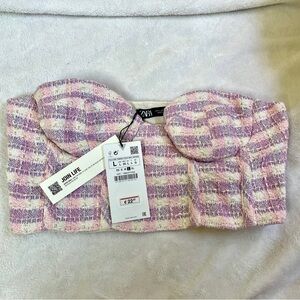 NWT ZARA tweed corset tube top